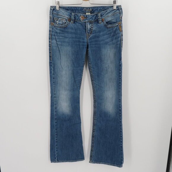 Silver Womens 30 Tuesday Distressed Denim Jeans Bootcut Boot Cut Cotton Blend - Picture 14 of 15